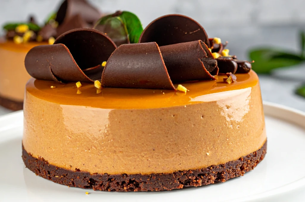 Financier con mousse de chocolate