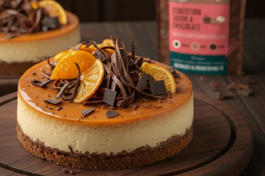 Mini cheesecake horneado de chocolate y naranja