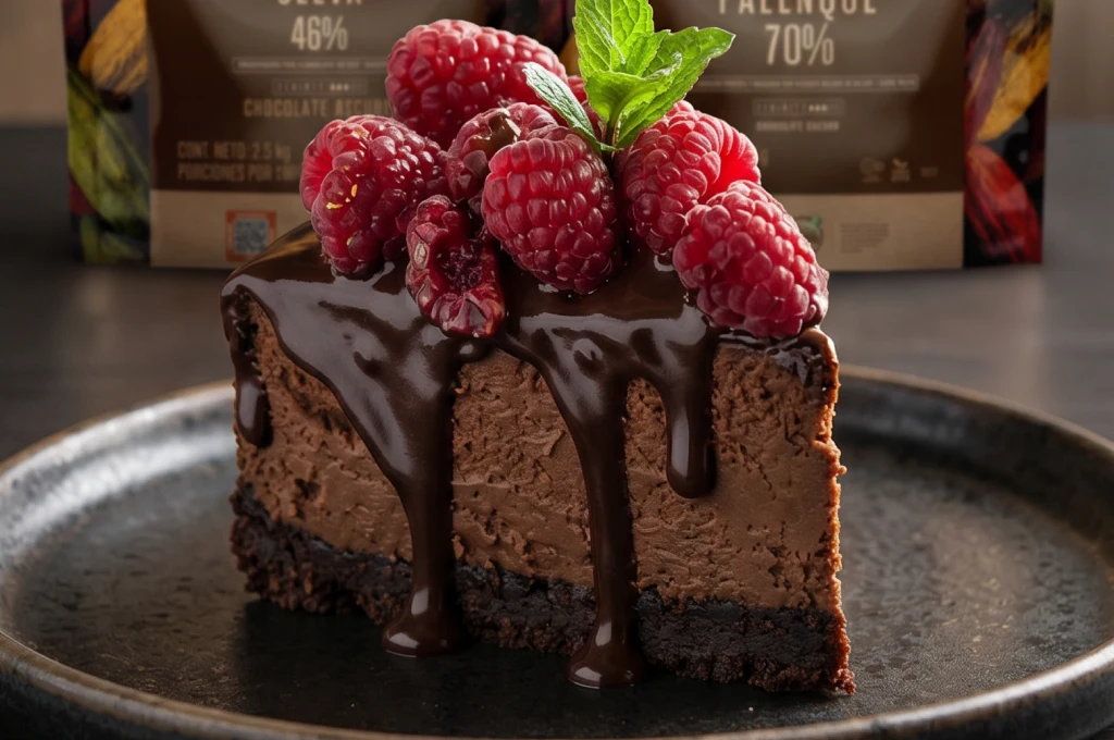 Cheesecake de chocolate y frambuesas