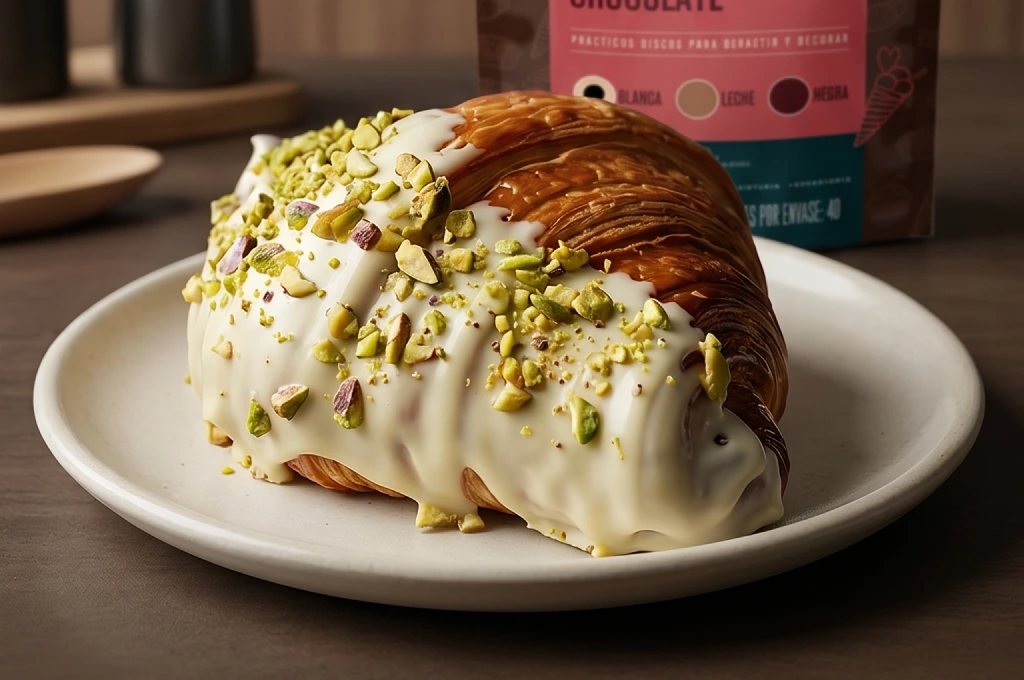 Croissant de chocolate blanco y pistachos