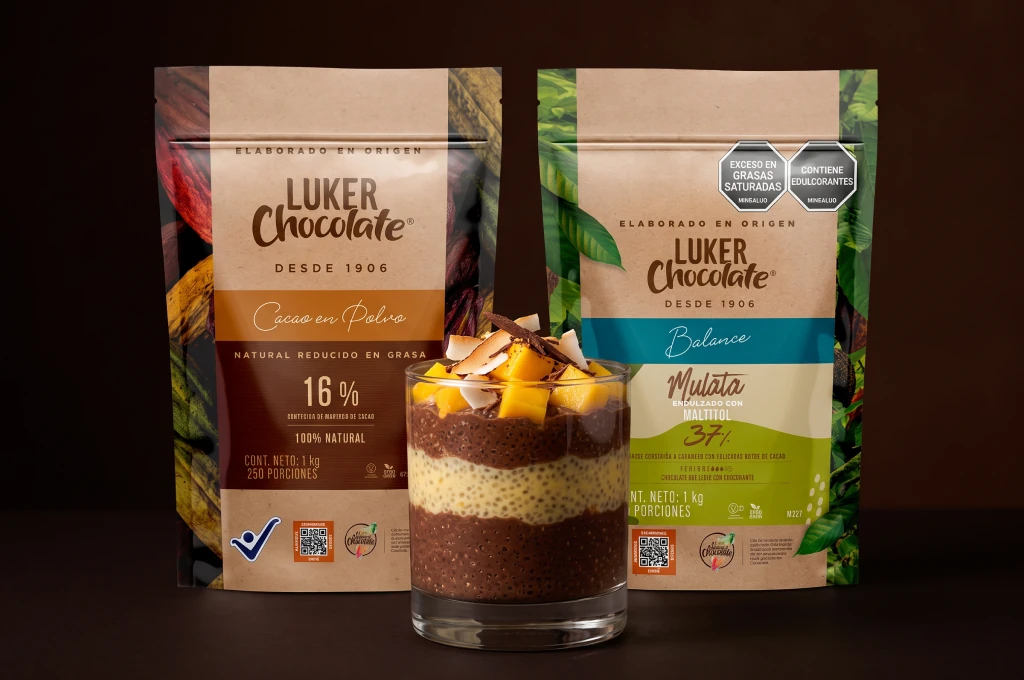 Pudín de chía con chocolate y mango